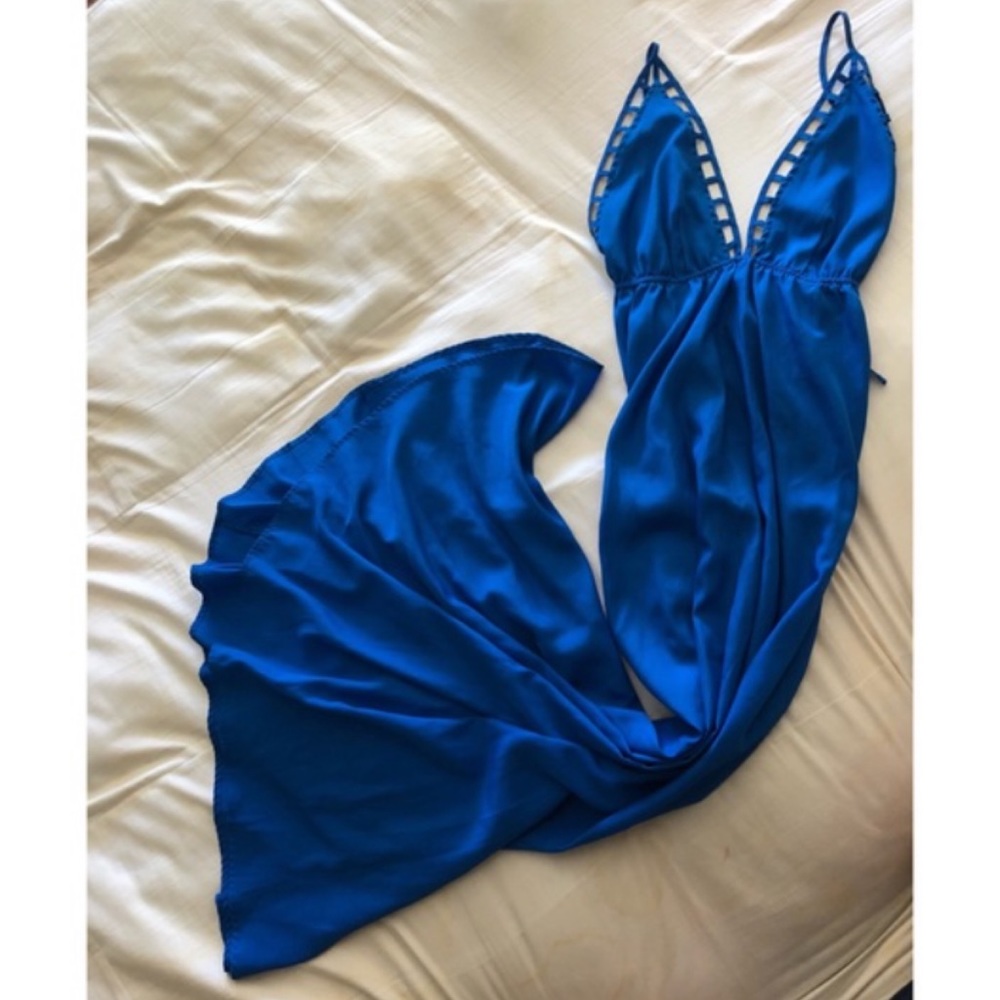 Royal Blue Backless Maxi Dress w/ Spaghetti Straps